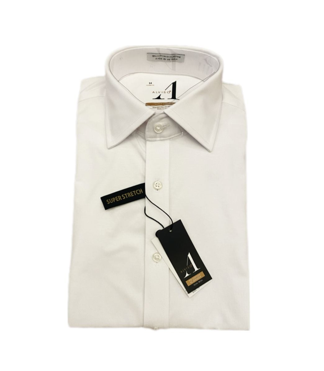 ALVISO BOYS LONG SLEEVES HUSKY FIT SUPER STRECH DRESS SHIRT
