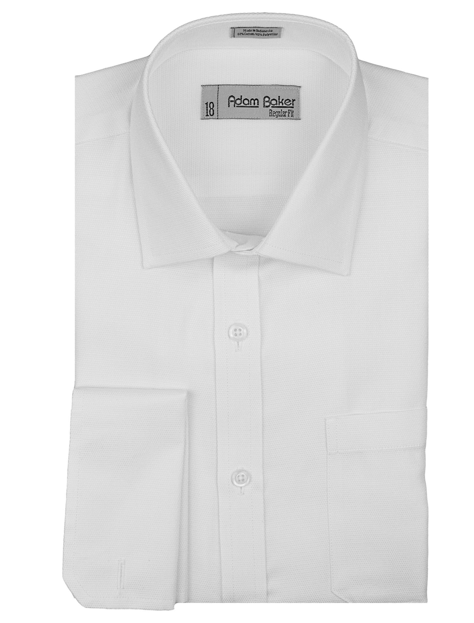 ADAM BAKER Boys Classic Fit French Cuff Wrinkle Free Textured Dress Shirt