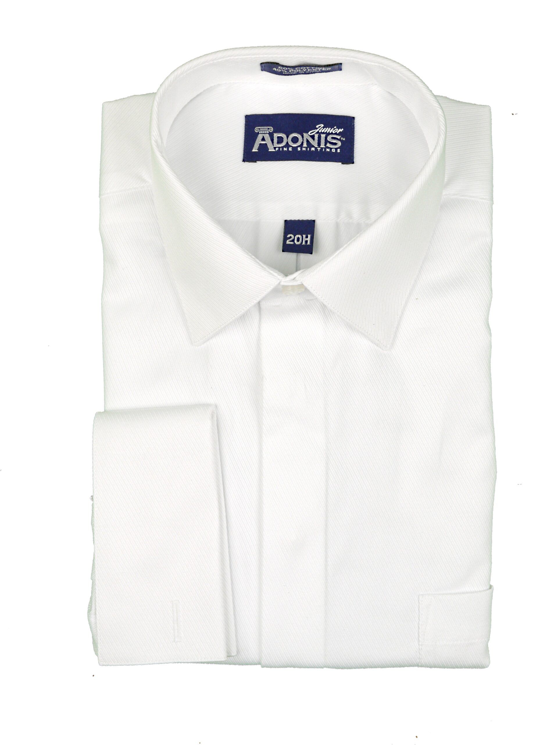 ADONIS Boys Classic Fit button Down FRENCH CUFF White Dress Shirt