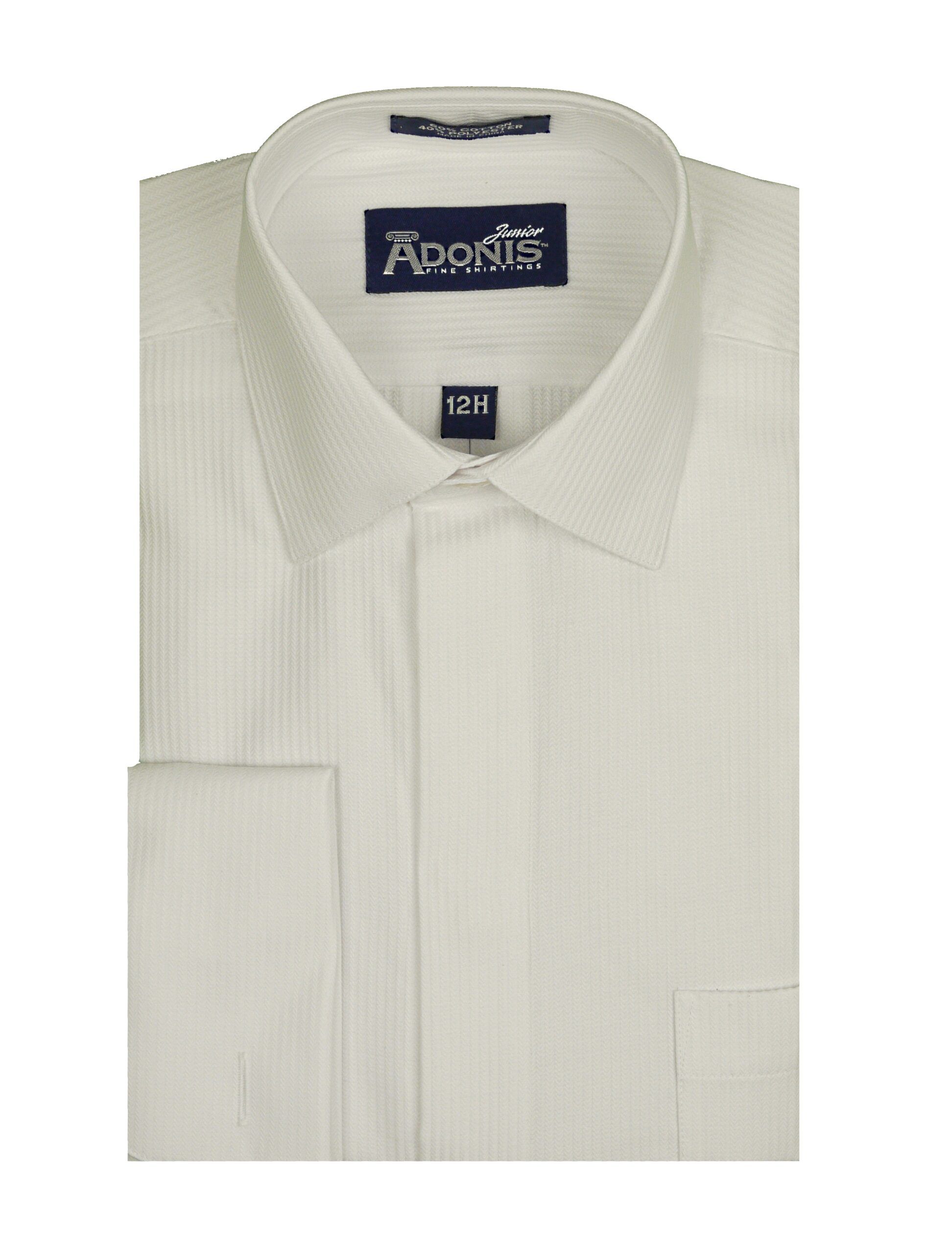 ADONIS Boys Classic Fit French Cuff Cotton Blend Herringbone Dress Shirt