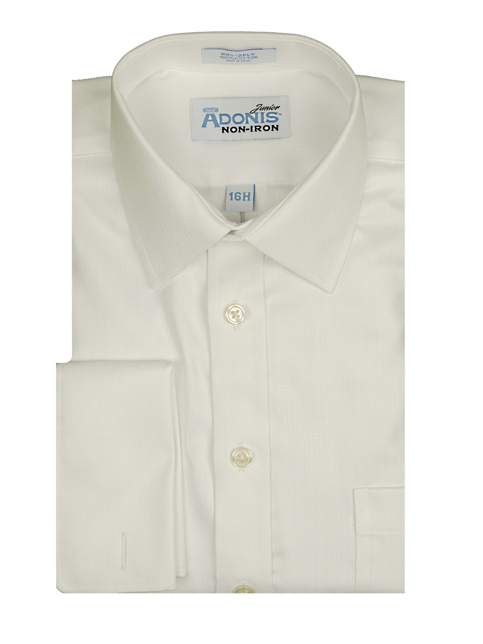 ADONIS Boys Classic Fit French Cuff Royal Herringbone Non Iron Dress Shirt