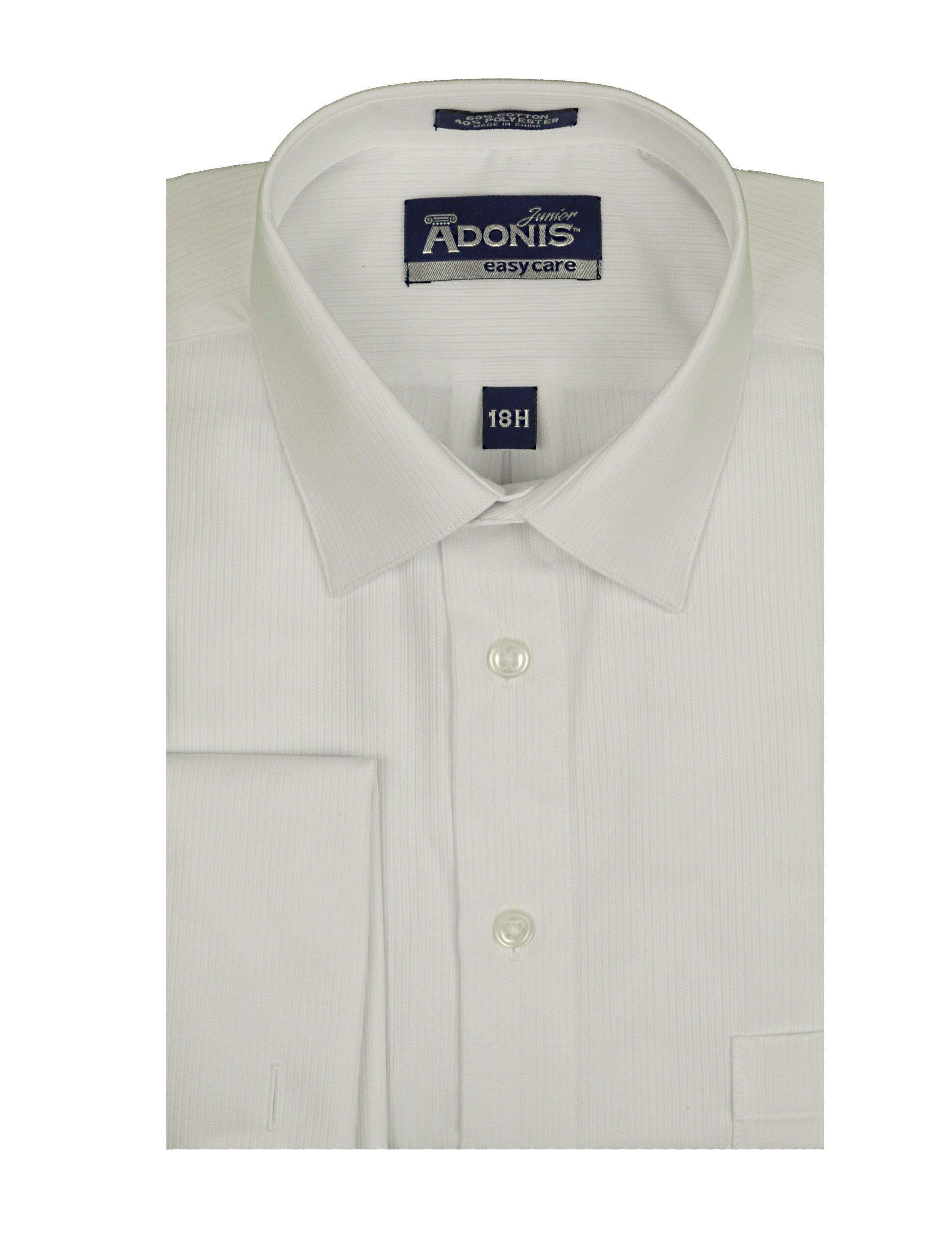 ADONIS Boys Classic Fit French Cuff Twin Stripe Textured White Dress Shirt