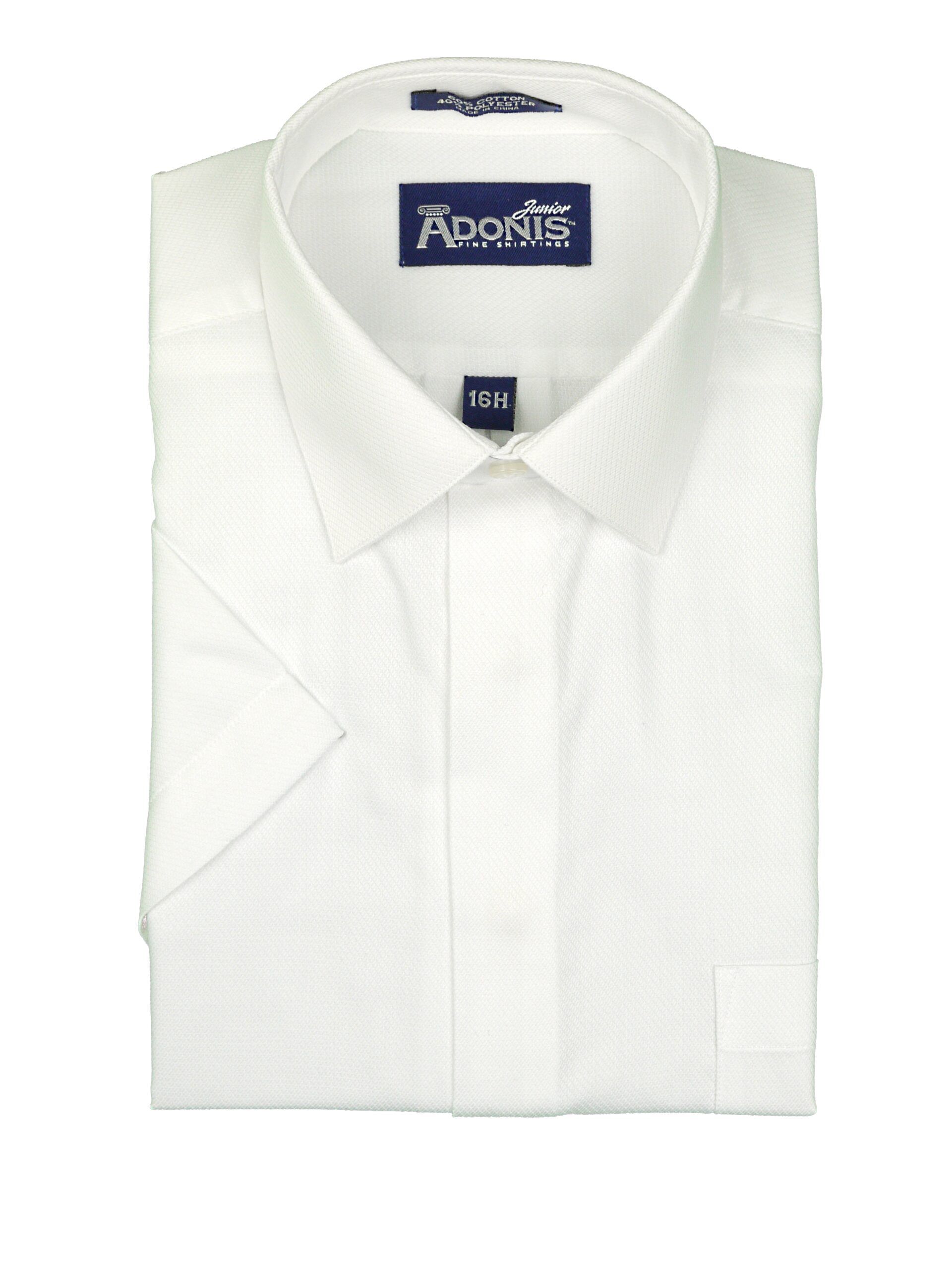 ADONIS BOYS CLASSIC FIT SHORT SLEEVE COVERED BUTTON COTTON BLEND DRESS SHIRT
