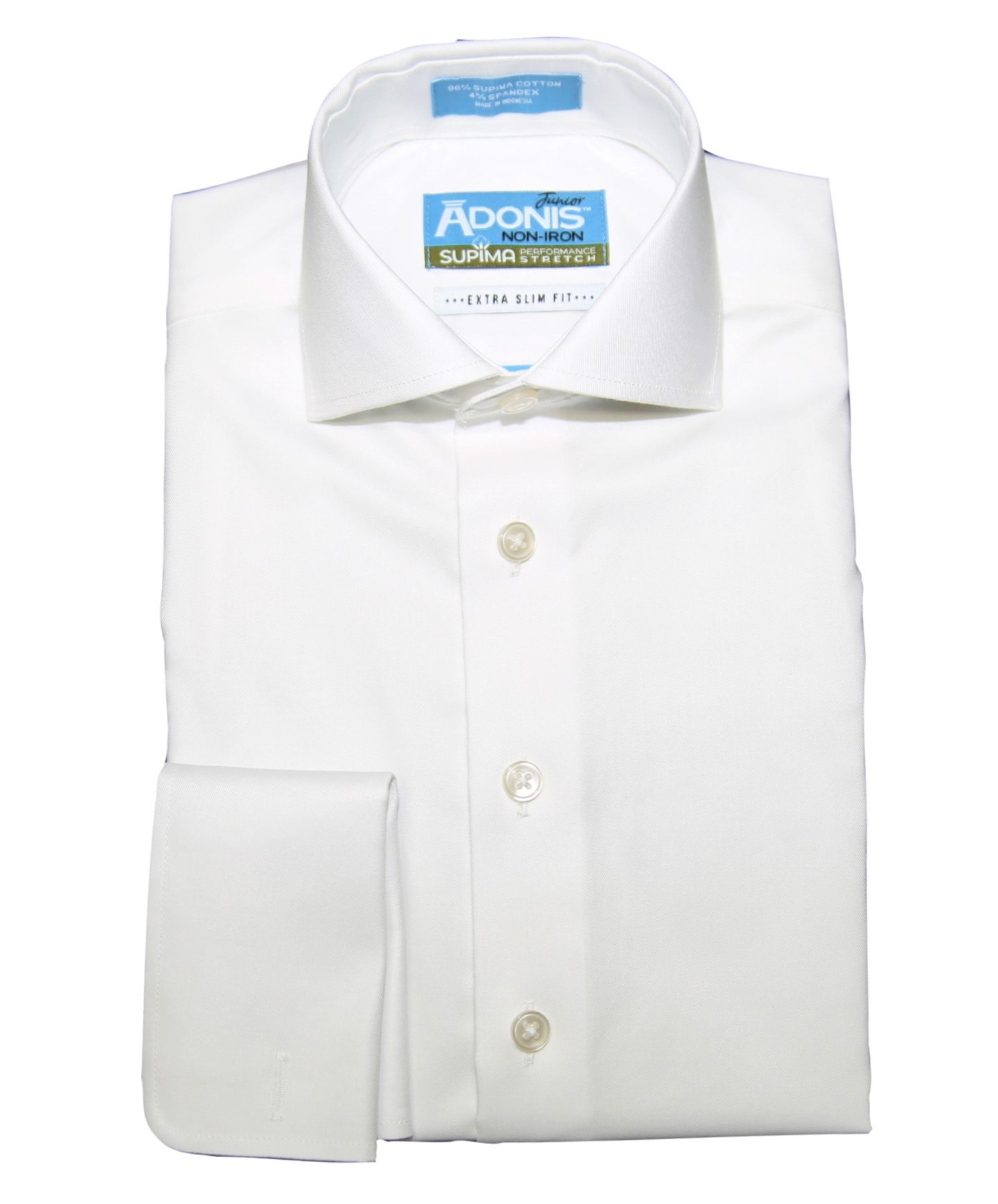 Adonis Boys 100% Cotton Non Iron Solid White Pinpoint Short Sleeve Dress Shirt White / 14 Slim