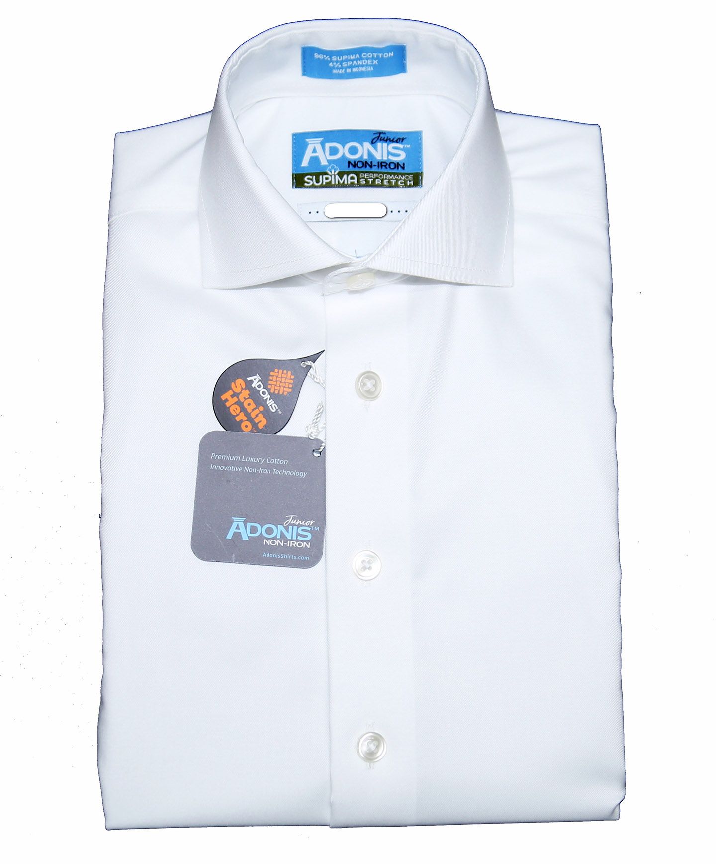 ADONIS Boys Long Sleeve Classic Fit 100% Cotton Non Iron Stretch Dress Shirt