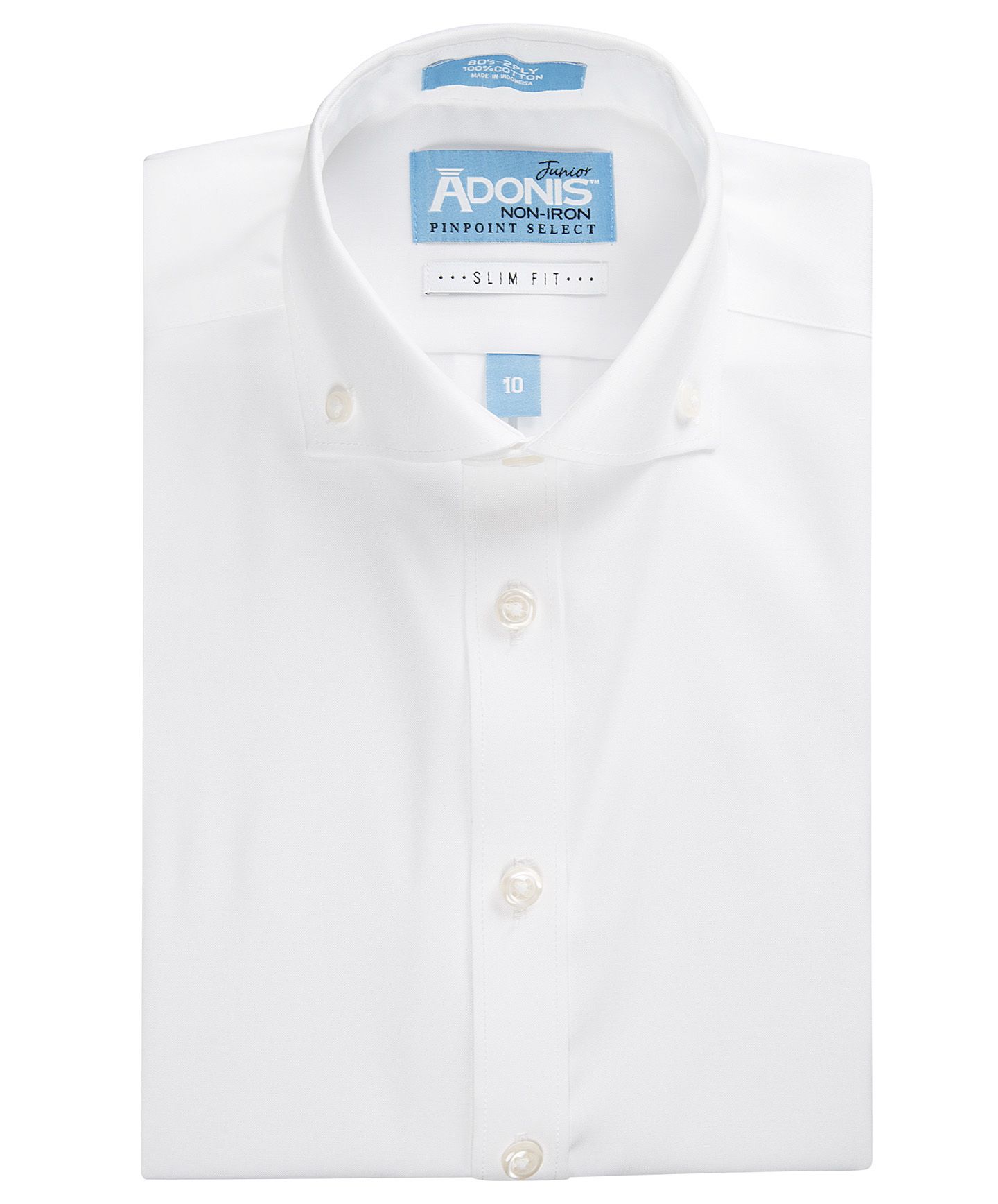 ADONIS Boys Slim Fit Long Sleeve BUTTONED COLLAR Cotton Non Iron Dress Shirt