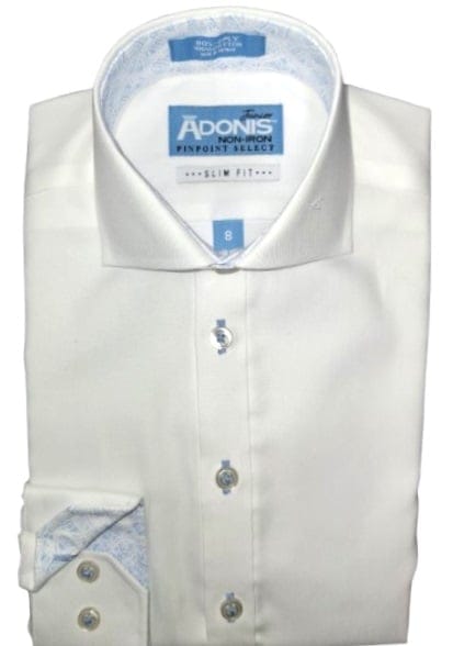 ADONIS BOYS SLIM FIT LONG SLEEVE COTTON NON-IRON CONTRAST DRESS SHIRT