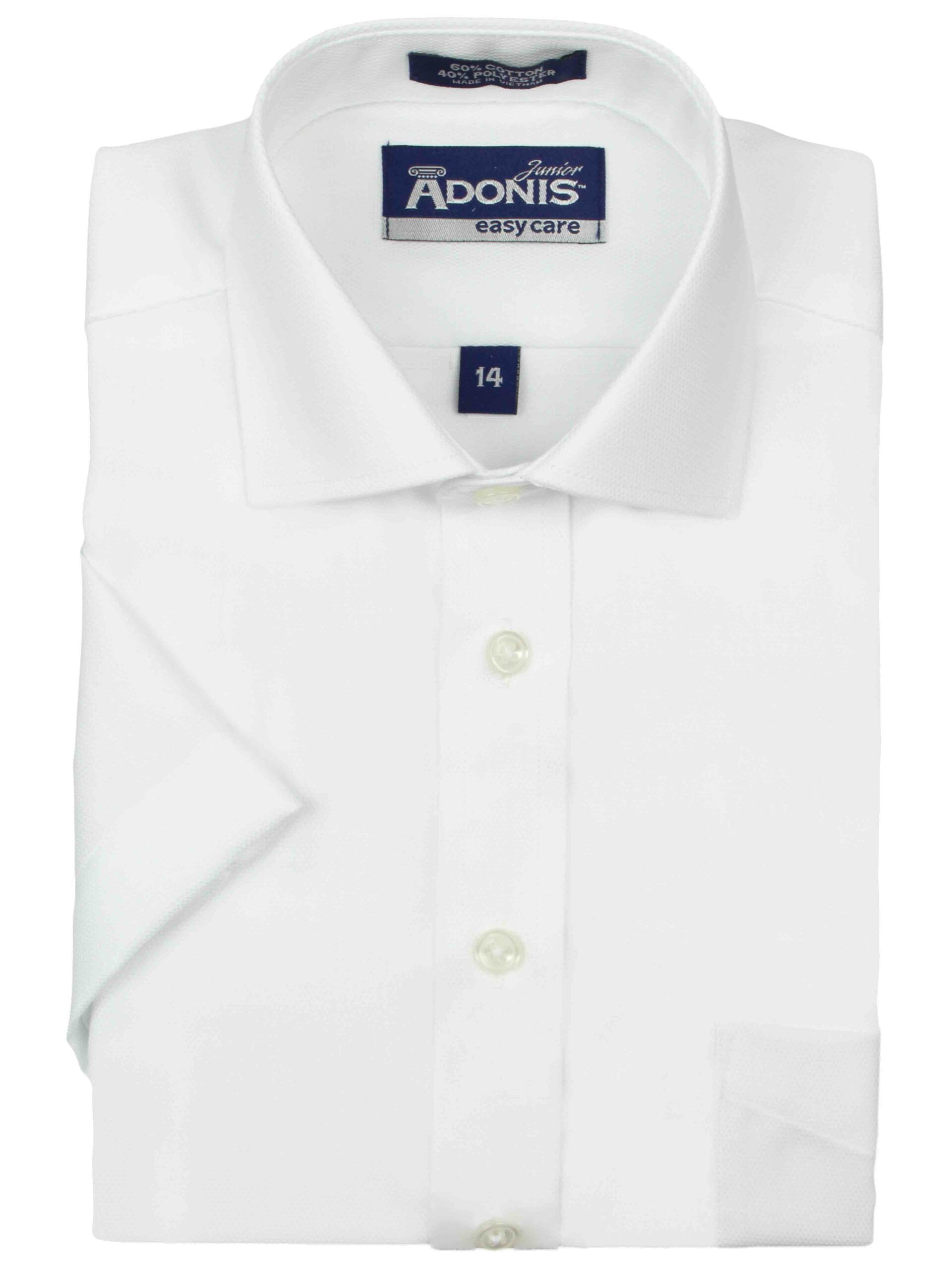 ADONIS Boys CLASSIC FIT  Solid Short Sleeve Ease Care Cotton Blend Dress Shirt