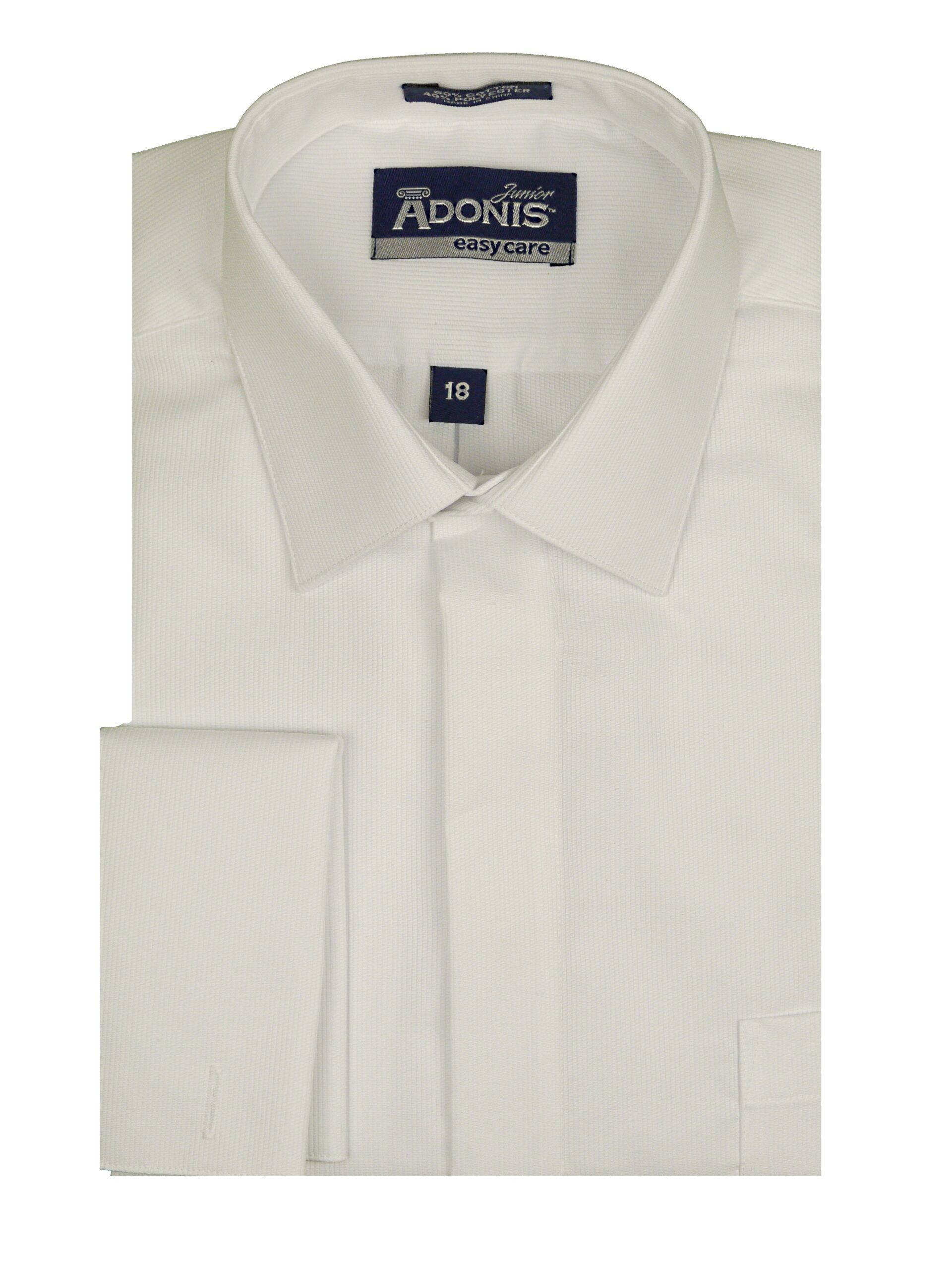 ADONIS Boys White Pique Easy Care Cotton Blend French Cuff Dress Shirt