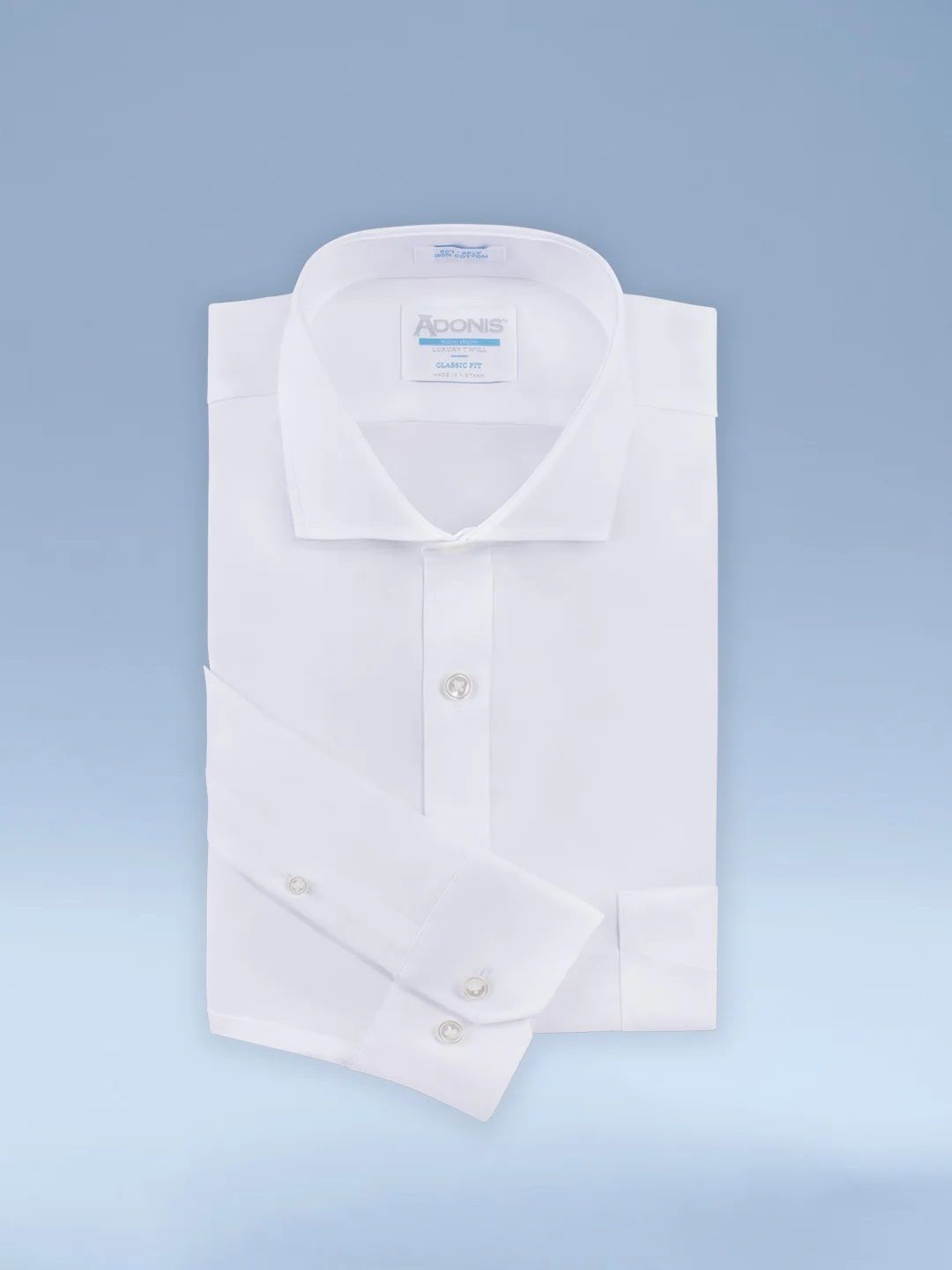ADONIS MENS CLASSIC FIT LONG SLEEVE LUXURY TWILL SOLID COTTON DRESS SHIRT