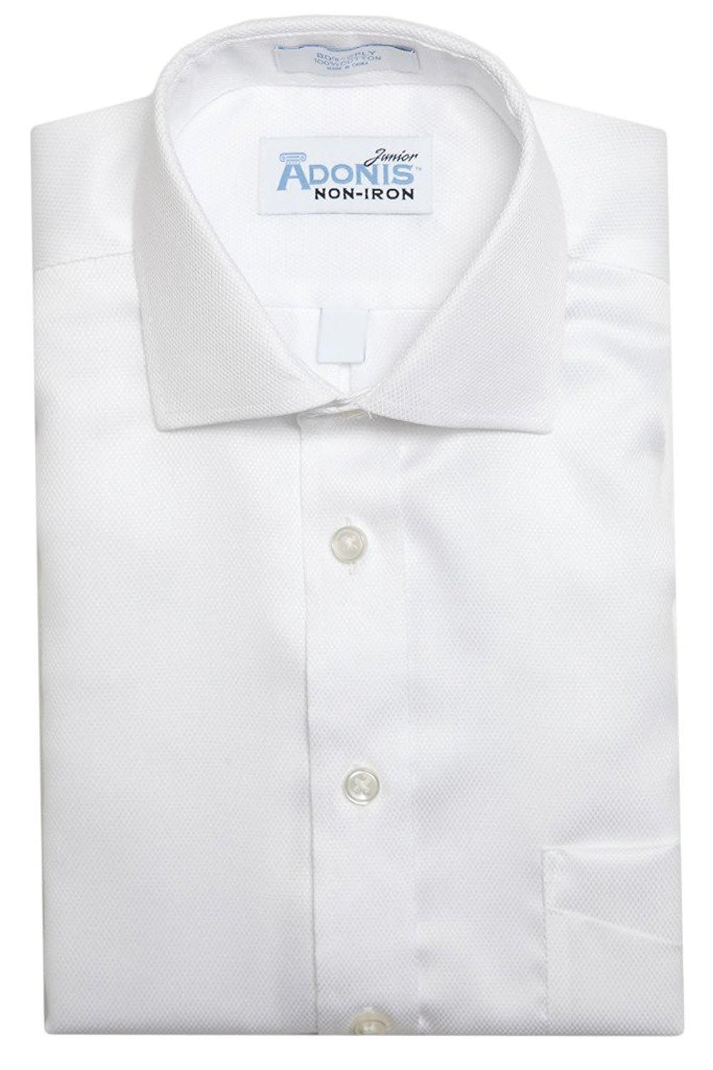 ADONIS Mens Classic Fit Long Sleeve Non Iron Diamond Textured White Dress Shirt