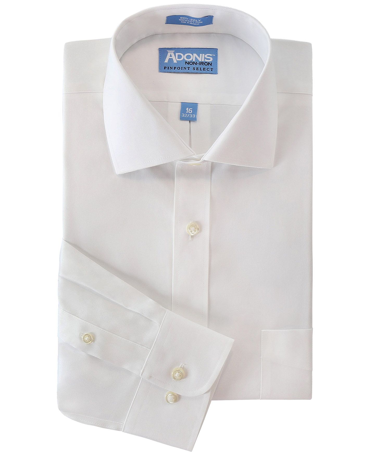 ADONIS Mens Classic Fit Long Sleeve Solid Pinpoint Cotton Non Iron Dress Shirt