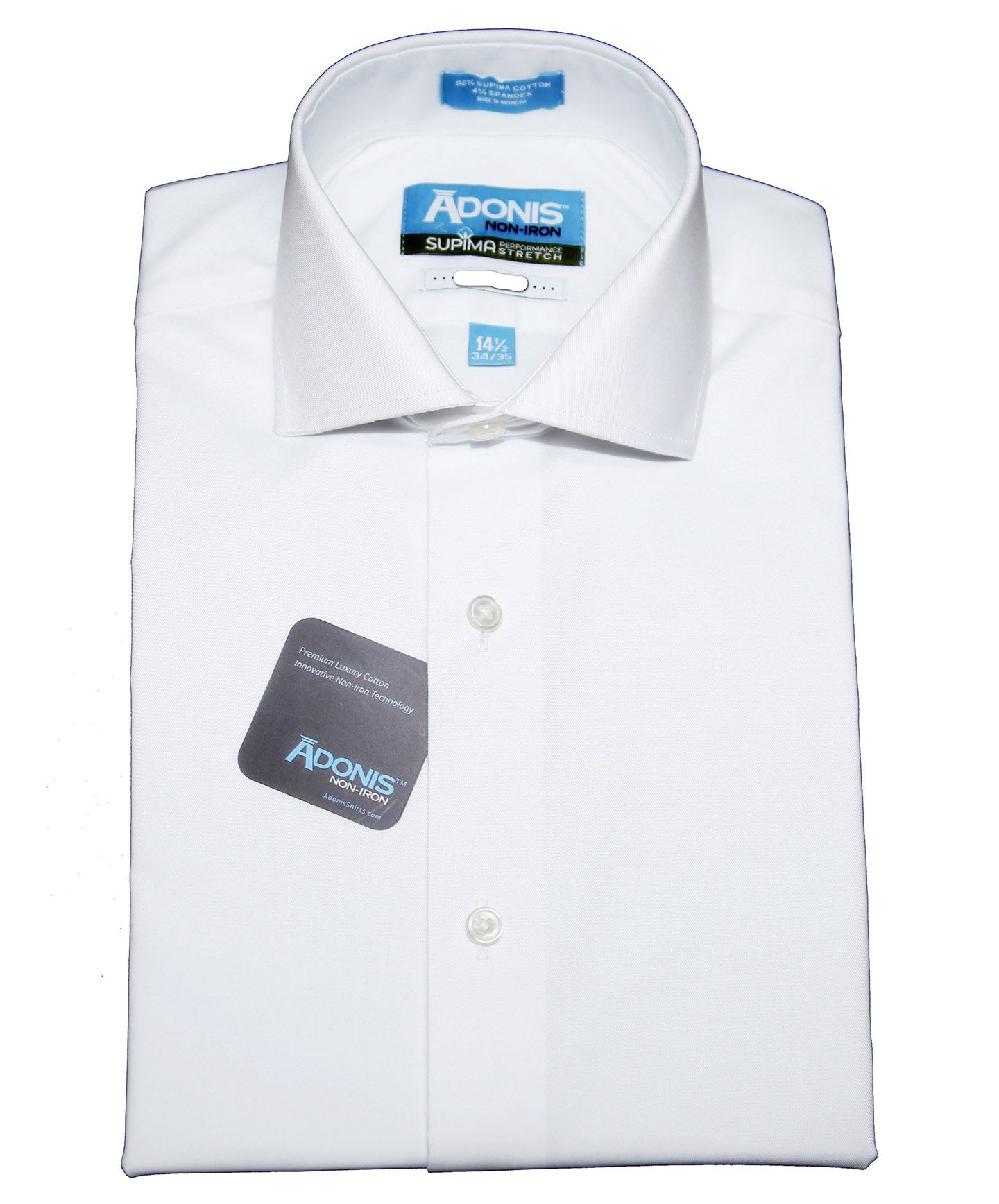 ADONIS Mens Long Sleeve Slim Fit Cotton Non Iron Supima Stretch Dress Shirt  - Boytique %