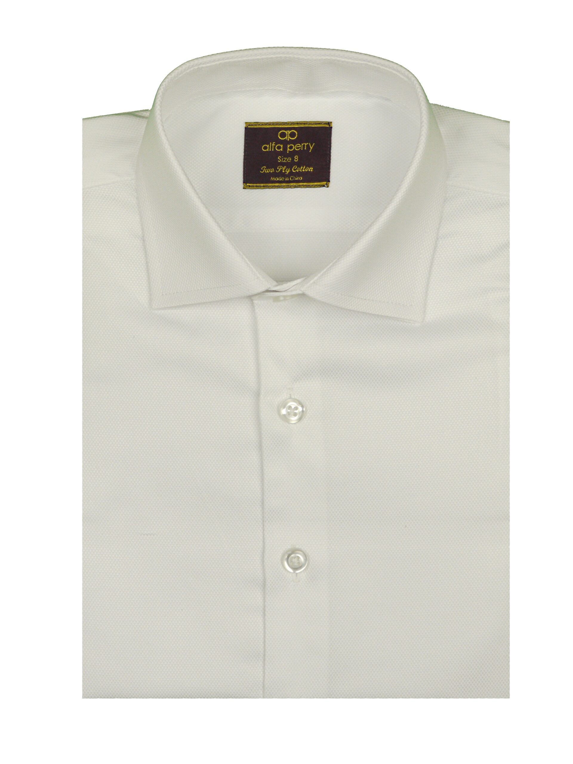 ALFA PERRY Boys White Diamond Design Short Sleeve Dress Shirt