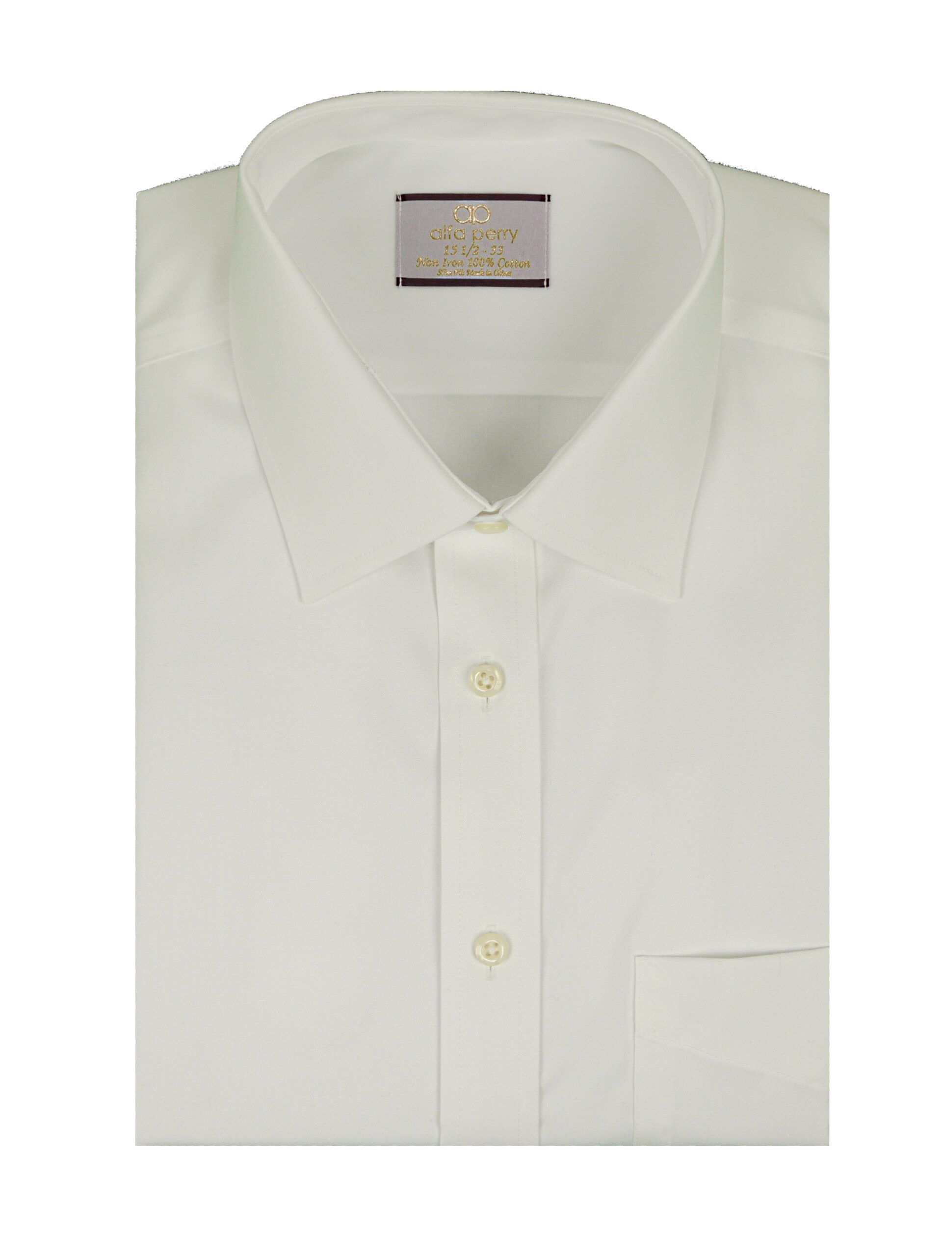 ALFA PERRY Mens Modern Fit Long Sleeve White Dress Shirt