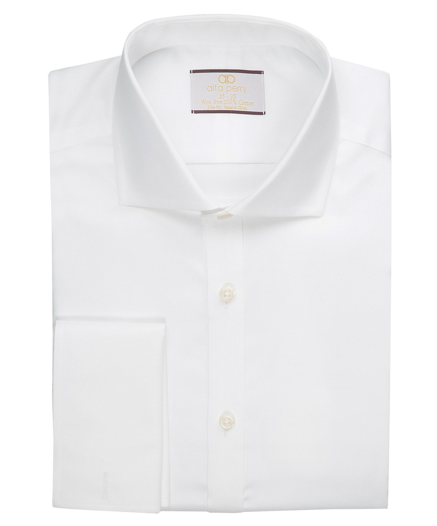 alfa perry dress shirts ALFA PERRY Mens Slim Fit French Cuff 100% Cotton Non Iron Solid Dress Shirt