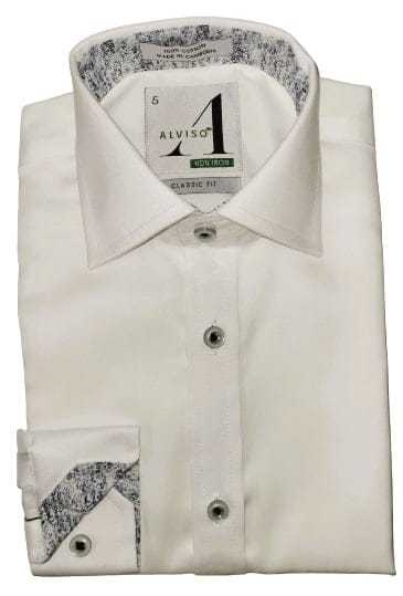 ALVISO BOYS CLASSIC FIT LONG SLEEVE CONTRAST COTTON NON IRON DRESS SHIRT - 4485