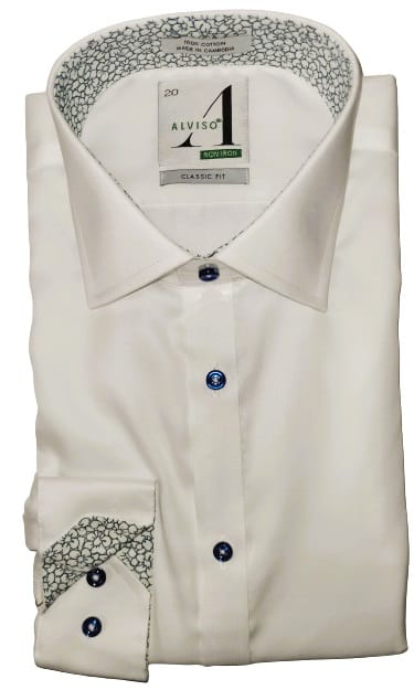 ALVISO BOYS CLASSIC FIT LONG SLEEVE CONTRAST COTTON NON IRON DRESS SHIRT- 4489