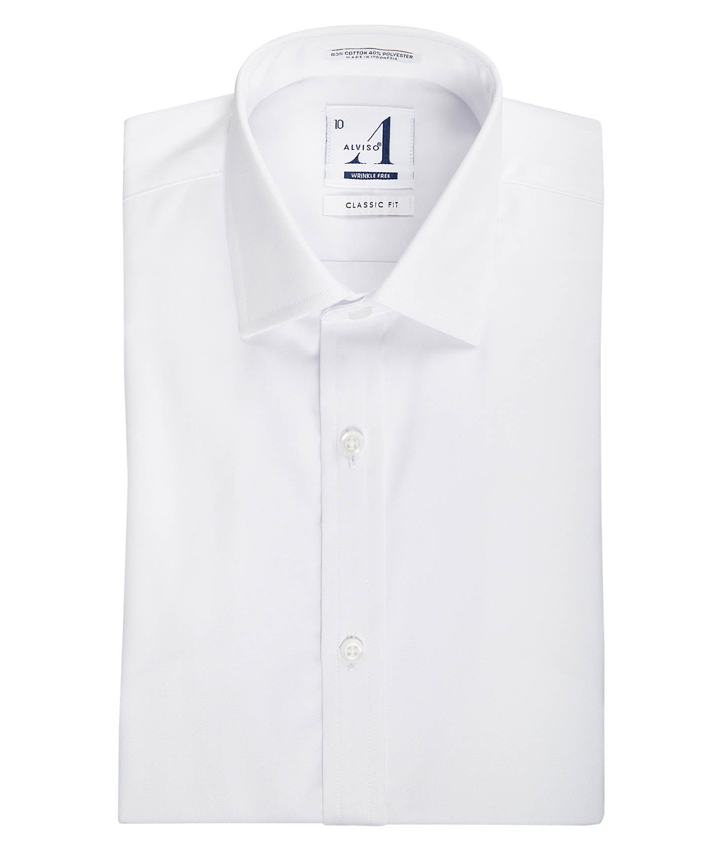 ALVISO Boys Classic & Husky Fit Solid White Cotton Blend Long Sleeve Dress Shirt