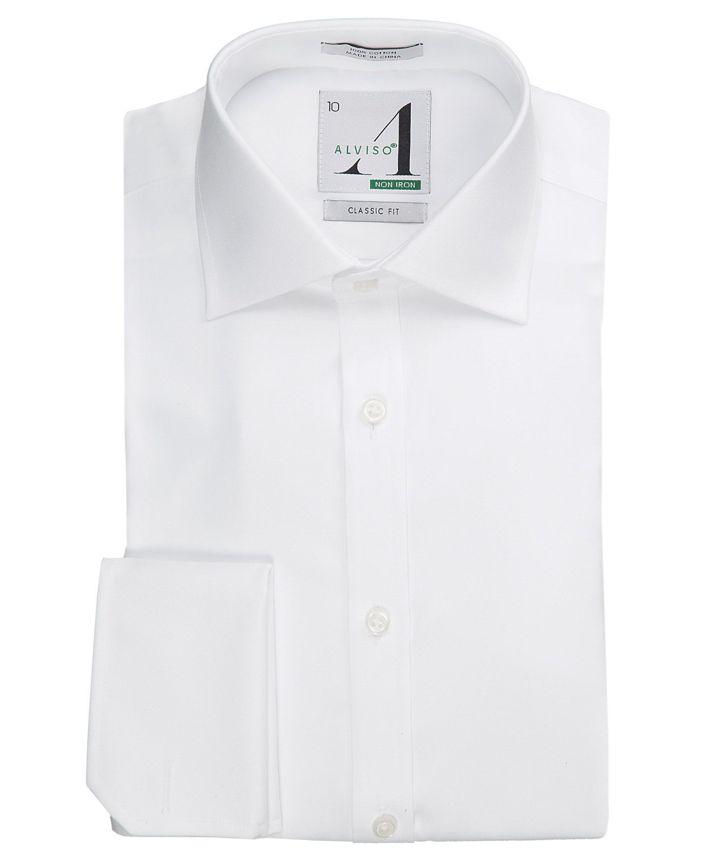 ALVISO Boys French Cuff Classic & HUSKY Fit Cotton Solid White Dress Shirt