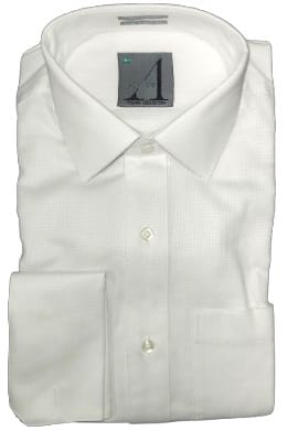 ALVISO BOYS HUSKY FIT FRENCH CUFF COTTON WHITE ON WHITE DRESS SHIRT