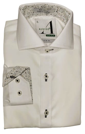 ALVISO BOYS SLIM FIT LONG SLEEVE CONTRAST COTTON NON-IRON DRESS SHIRT - 4486