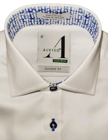 ALVISO BOYS HUSKY FIT LONG SLEEVE CONTRAST COTTON NON-IRON DRESS SHIRT- 4505 - Image 2