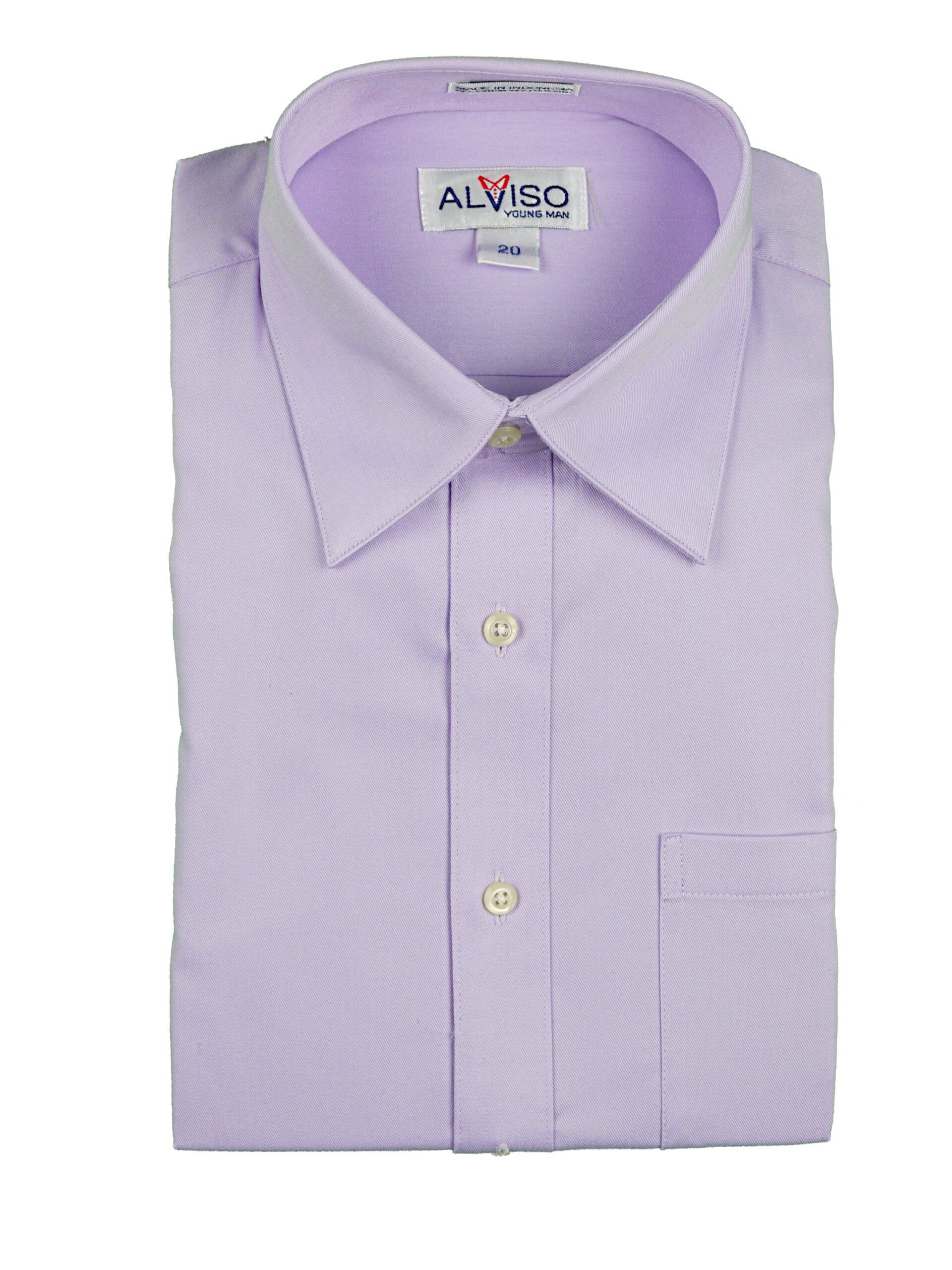 ALVISO BOYS CLASSIC FIT LILAC COTTON BLEND WRINKLE FREE LONG SLEEVE DRESS SHIRT