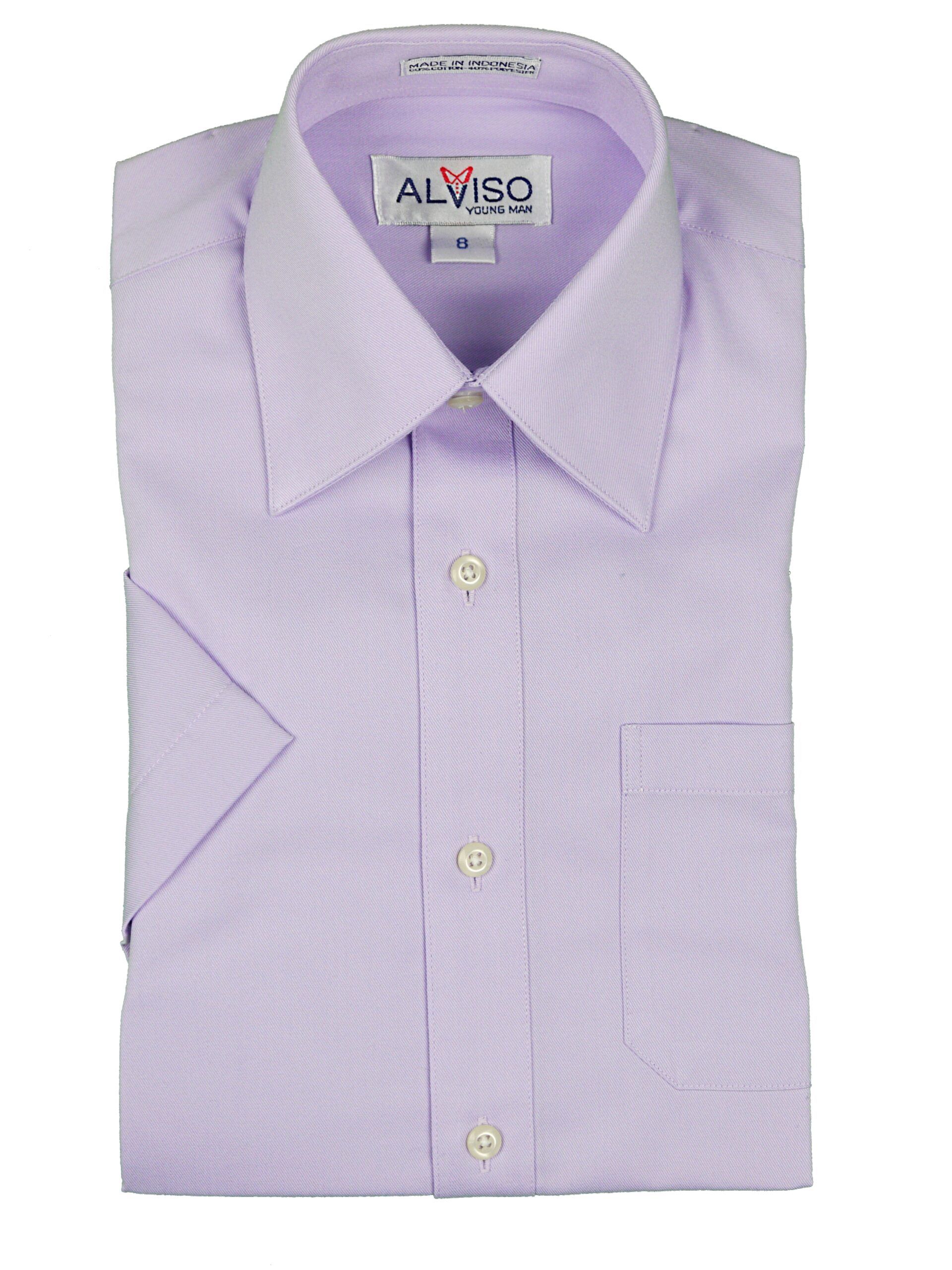 ALVISO Boys Lilac Cotton Blend Wrinkle Free Short Sleeve Dress Shirt