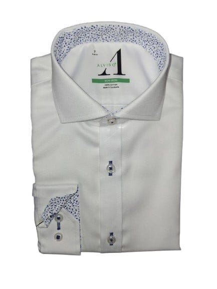 ALVISO BOYS LONG SLEEVE CLASSIC FIT COTTON CONTRAST NON-IRON DRESS SHIRT