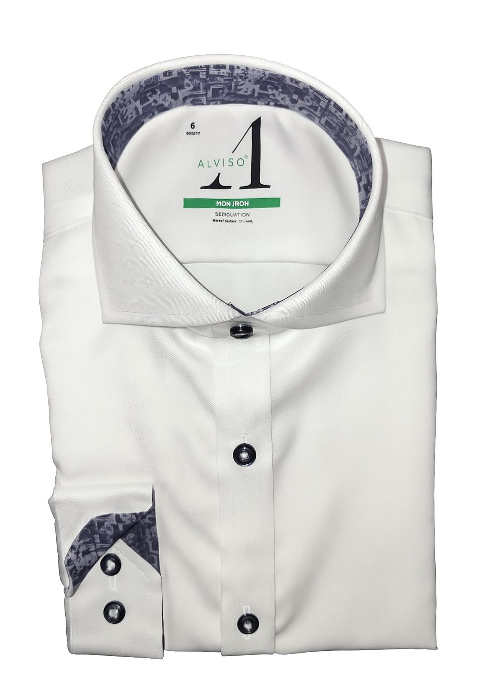 ALVISO BOYS LONG SLEEVE SLIM FIT COTTON CONTRAST NON-IRON DRESS SHIRT