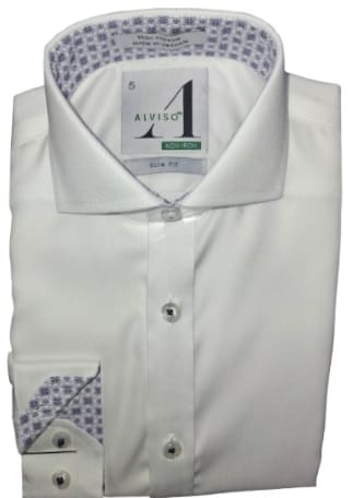 ALVISO BOYS SLIM FIT COTTON LONG SLEEVES CONTRAST DRESS SHIRT