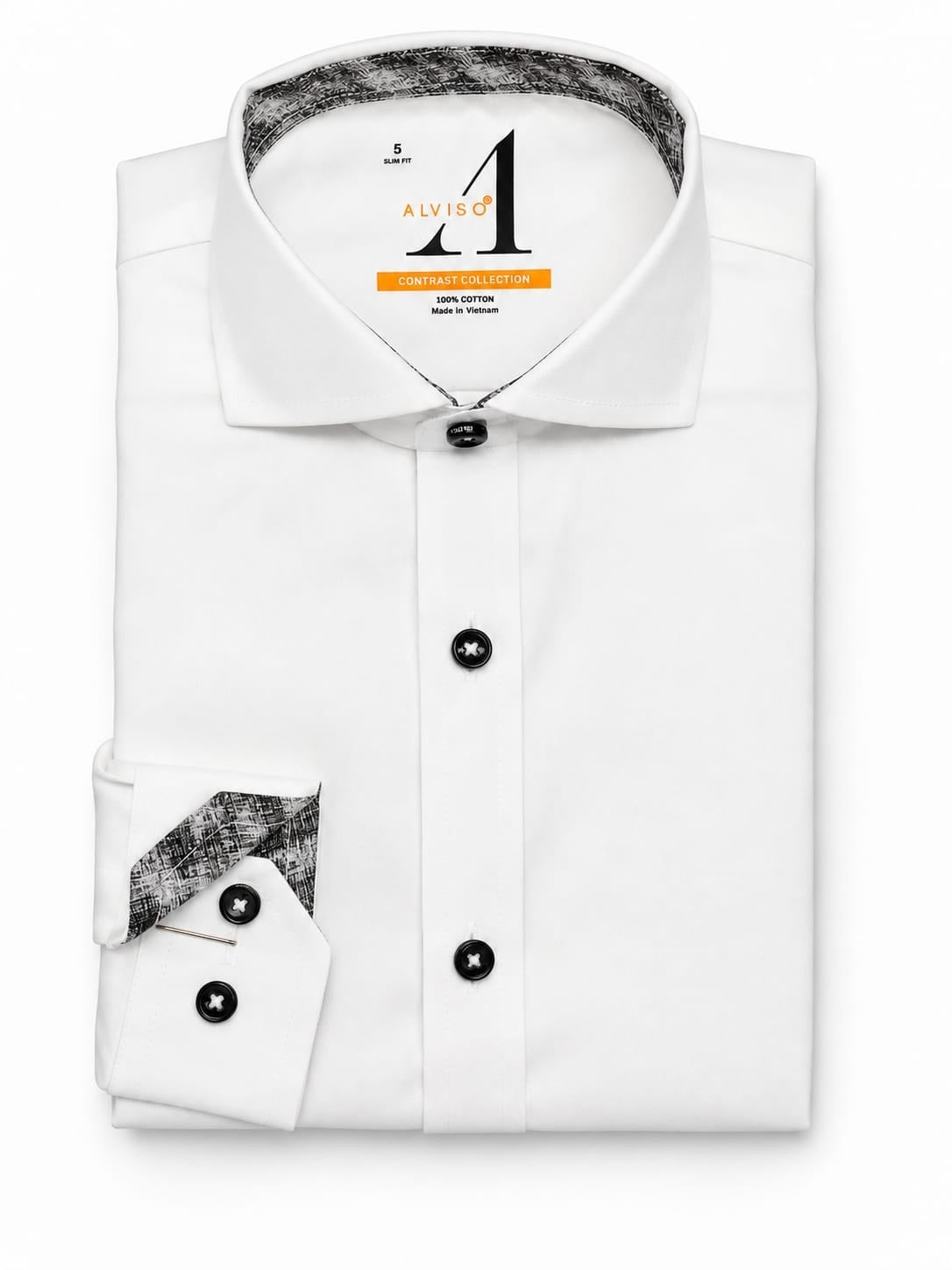 ALVISO BOYS SLIM FIT COTTON LONG SLEEVES CONTRAST DRESS SHIRT