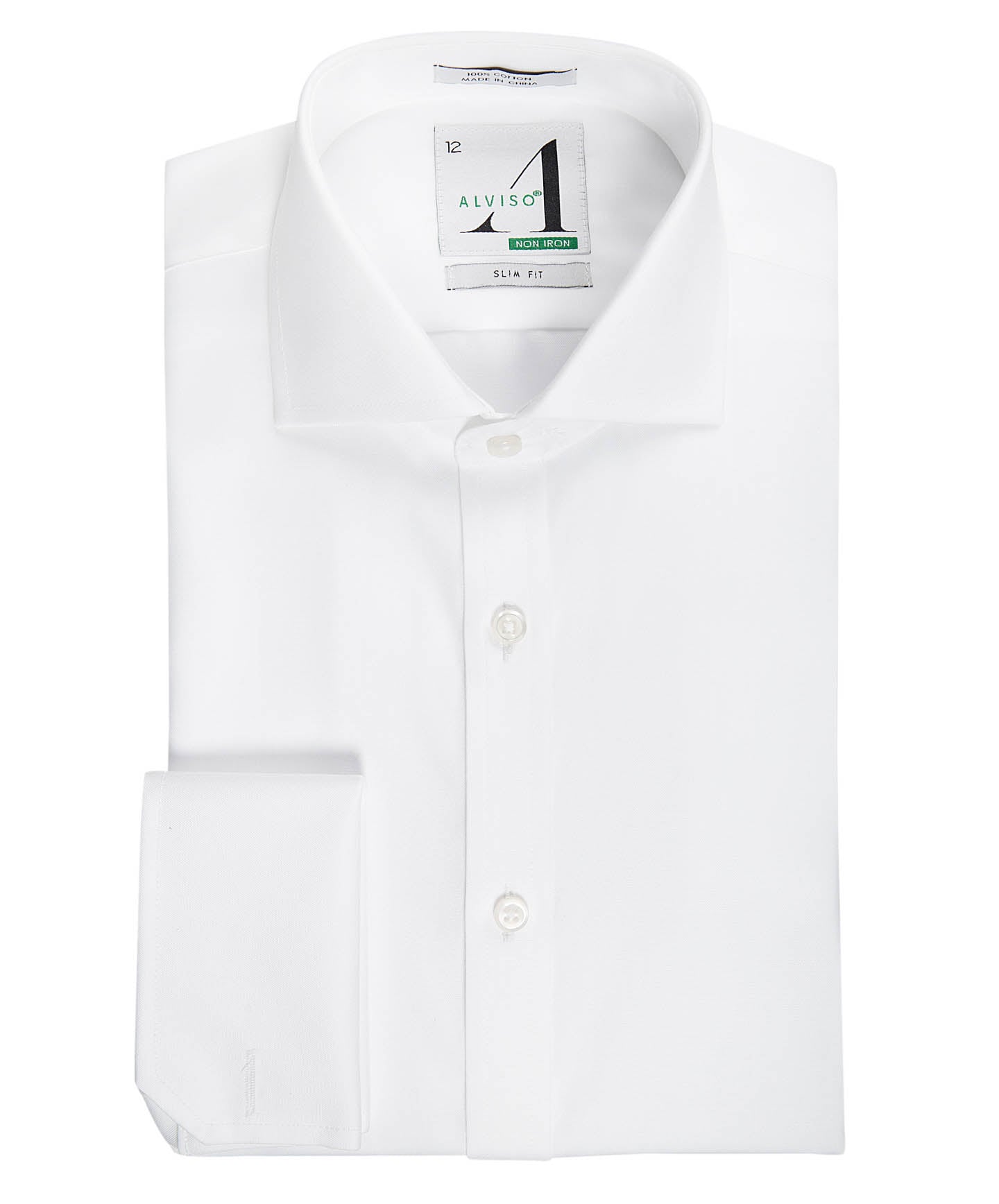 slim fit dress slacks Christopher Morris Men's 100% Cotton Non-Iron White Slim Fit French Cuff  Dress Shirt main image 0