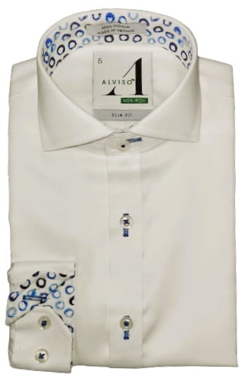 ALVISO BOYS SLIM FIT LONG SLEEVE CONTRAST COTTON NON-IRON DRESS SHIRT- 4506