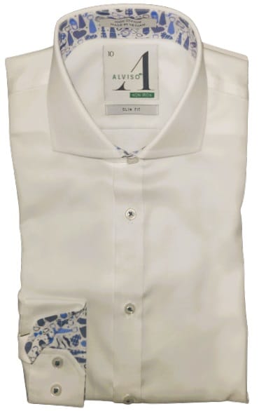 ALVISO BOYS SLIM FIT LONG SLEEVE CONTRAST COTTON NON-IRON DRESS SHIRT- 4514