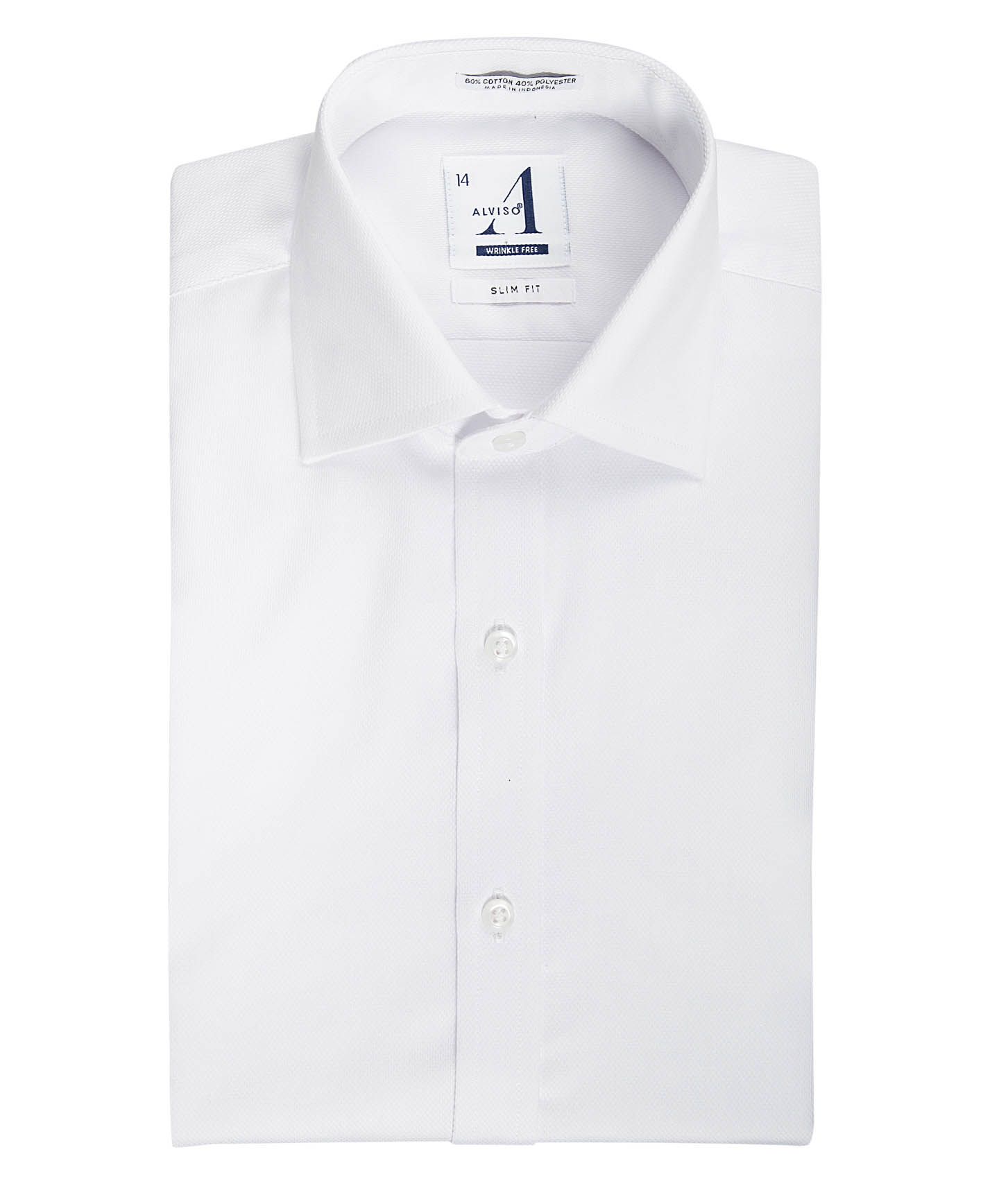 ALVISO Boys Slim Fit Long Sleeve Cotton Blend Diamond Texture White Dress Shirt
