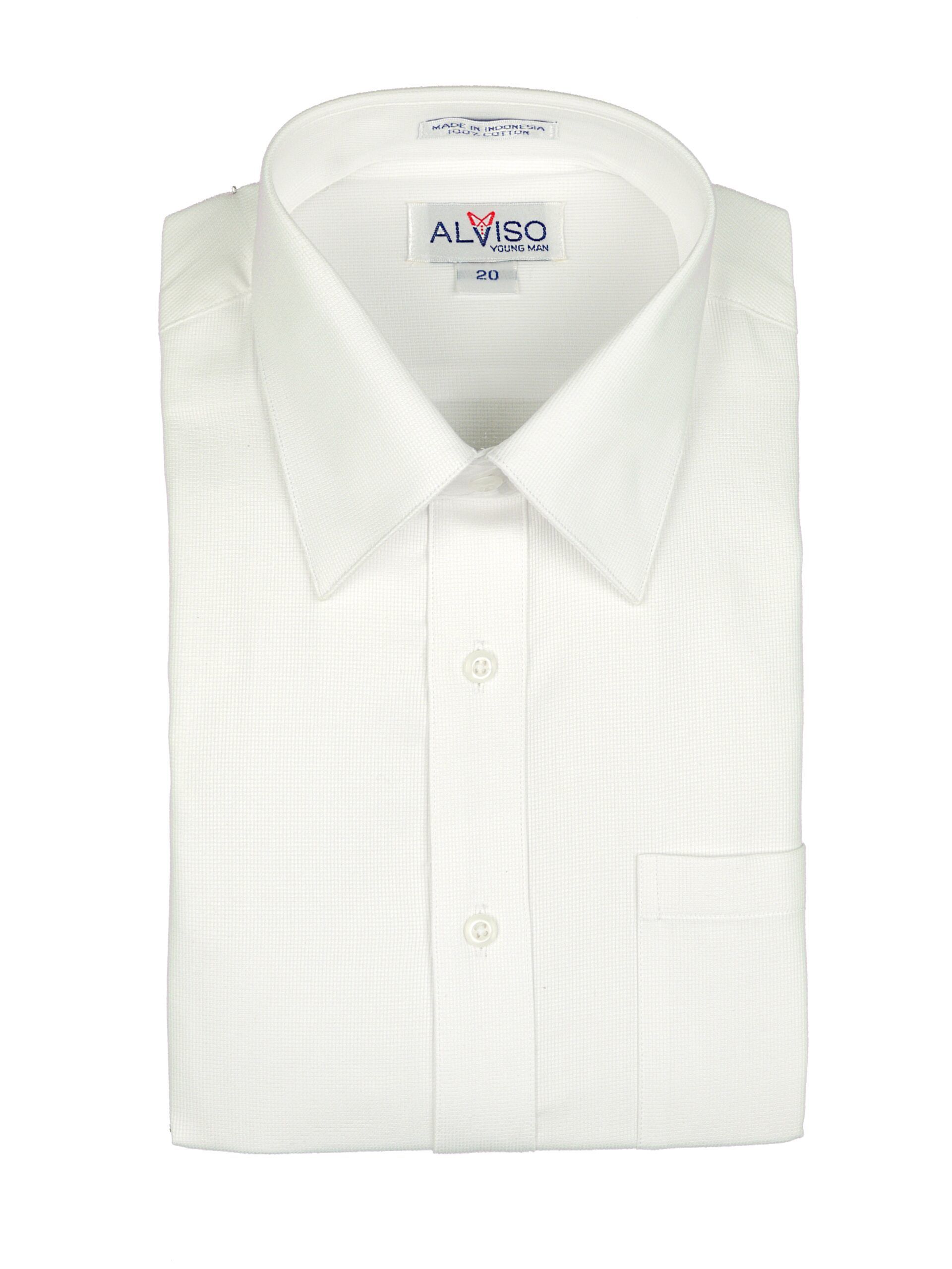 DAVID OLIVER  Boys White Textured 100% Cotton Long Sleeve Dress Shirt - 166BOB