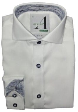 ALVISO MENS SLIM FIT COTTON LONG SLEEVES CONTRAST DRESS SHIRT