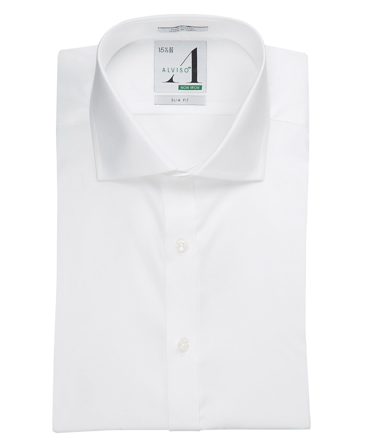ALVISO Mens Slim Fit Long Sleeve 100% Cotton Non Iron Solid Dress Shirt