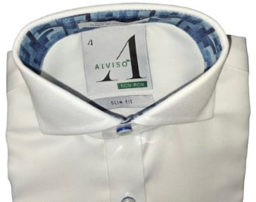 ALVISO MENS SLIM FIT COTTON LONG SLEEVES CONTRAST DRESS SHIRT - Image 2