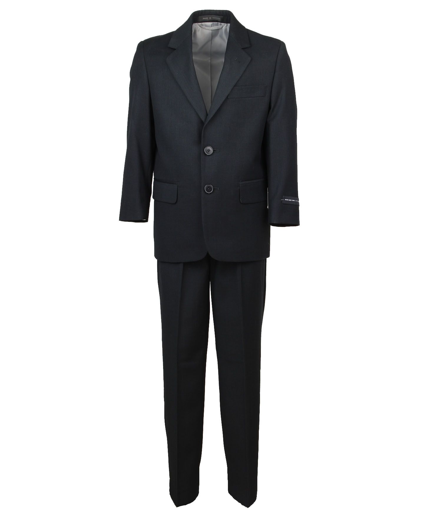 ANDREW MARC Boys Classic-Fit Black Textured Suit
