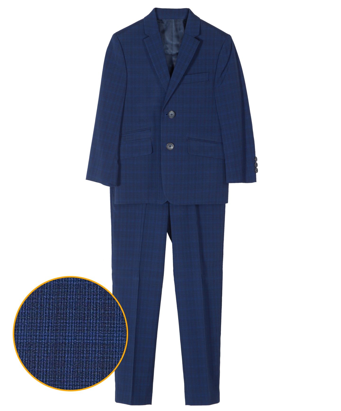 ANDREW MARC Boys Slim Fit Stretch Check Suit - Navy