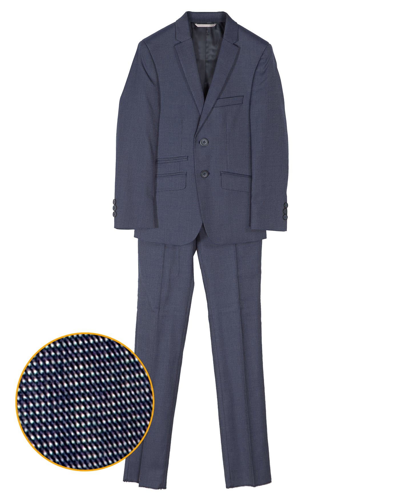 ANDREW MARC Boys Slim Fit Stretch Dotted Suit - blue