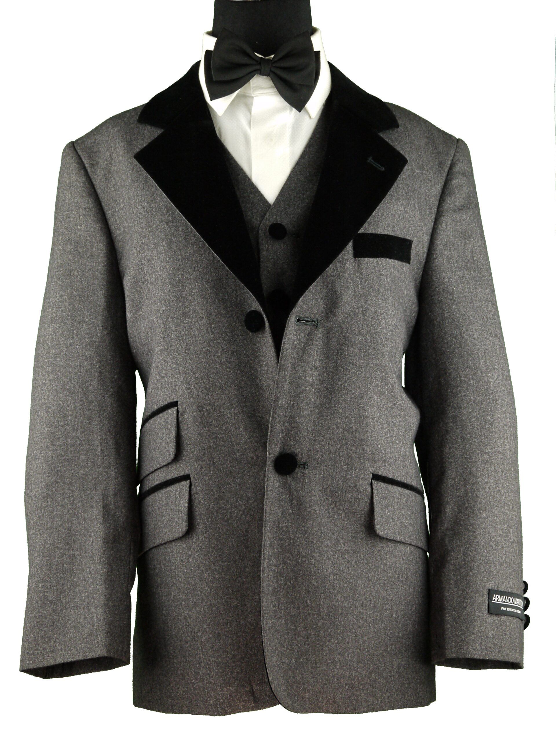 ARMANDO MARTILLO Boys Classic Fit Gray Suit - 3 Piece