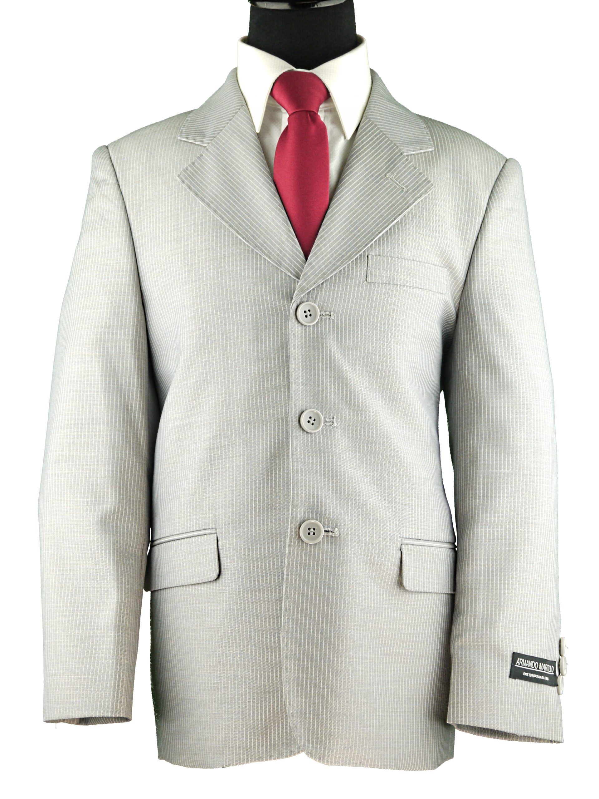 ARMANDO MARTILLO Boys Classic Fit Light Grey Suit