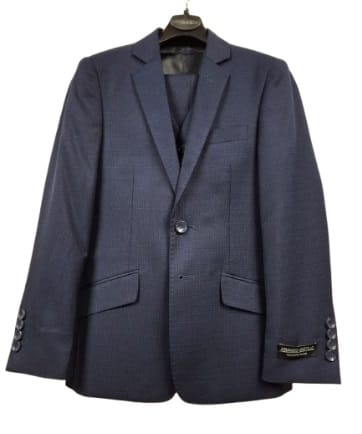 ARMANDO MARTILLO BOYS HUSKY FIT NAVY DESIGN MICROFIBER BLEND 3-PIECE SUIT