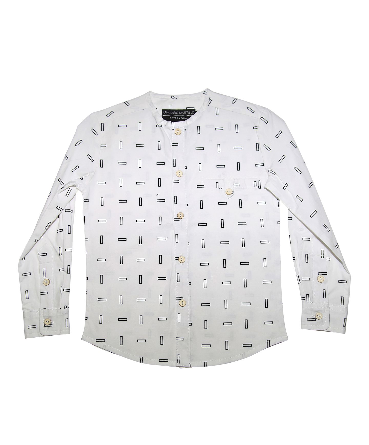 ARMANDO MARTILLO Boys Long Sleeve Design Collarless Cotton Dress Shirt 630L 30