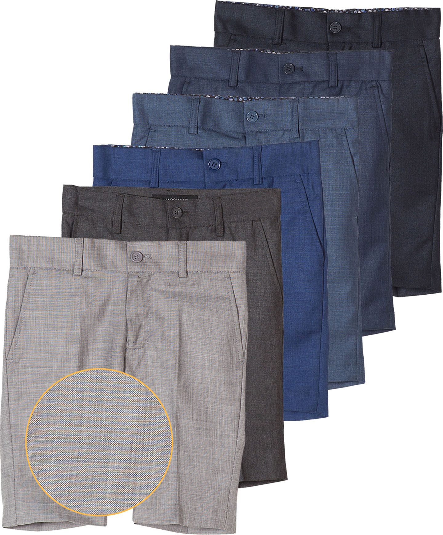 ARMANDO MARTILLO Boys Slim Fit Adjustable Waist Textured Color Dress Shorts 