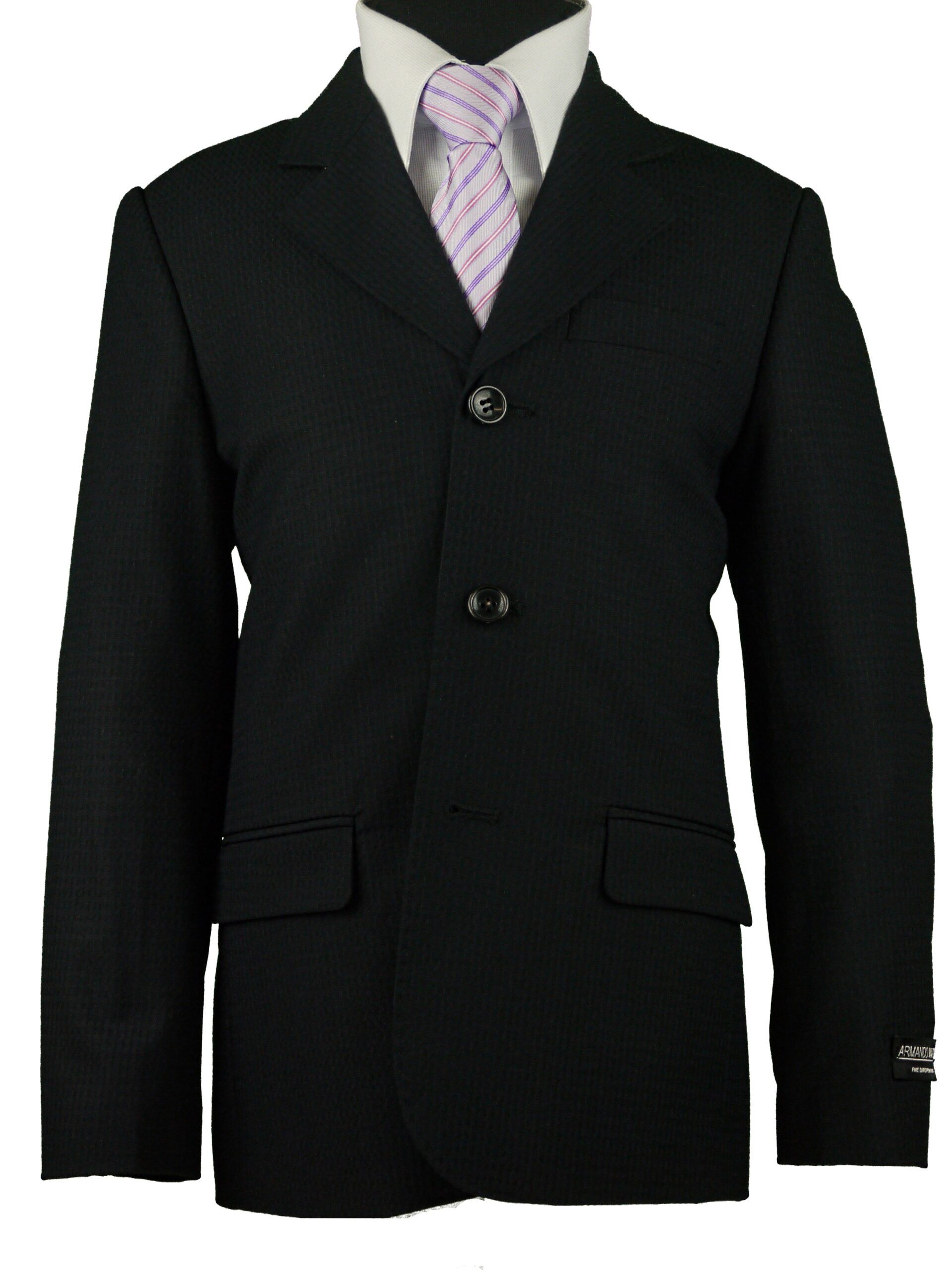 ARMANDO MARTILLO Boys Slim Fit Navy Fine Stripe Suit - Adjustable Waist